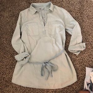 Denim button down maternity tunic